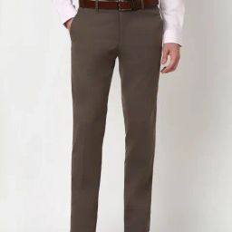 Peter England Brown Cotton Regular Fit Striped Trousers-image-98