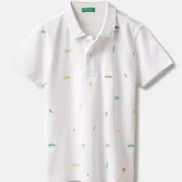 United Colors of Benetton Boys White Cotton Polo-picture-1