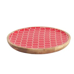VarEesha Red Wood Round Serving Plate - Set of 1 image 2