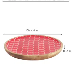 VarEesha Red Wood Round Serving Plate - Set of 1 image 5