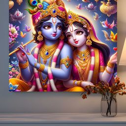 SAF Blue & Red 1 Piece Wood Religious Wall Paintings-image-55