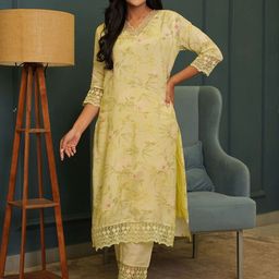GULABI DORI Floral Printed Muslin Cotton Tunic And Trouser-picture-13