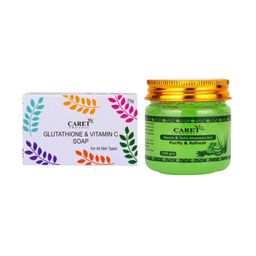 CARET ORGANIC Set Of 2 Glutathione Soap- 75 g & Aloevera, Neem, Tulsi Gel- 100 g-14