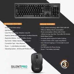 Circle Endurer A10 Wireless Keyboard and Silent Pro Mouse Combo, Black image 4