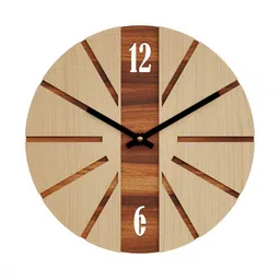 12 fox Beige & Brown Wooden Analogue Wall Clock-image-53