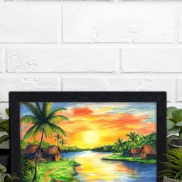 Aura Green & Orange Nature Themed Wooden Wall Art-image-97