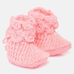 MayRa Knits Pearl Embellished Hand Knitted Booties - Pink-picture-31