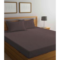 Arrabi Double Bed Cotton Blend Super King Size Bedsheet and 2 Pillow Covers - Brown-image-3