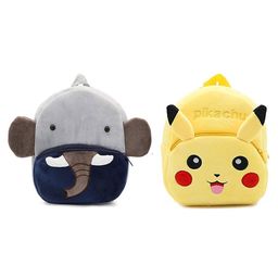 PROERA Pikachu & Elephant Kids School Bag Soft Cartoon Plush Bag Pack of 2 - 11 inches-image-78
