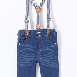 ToffyHouse 100% Cotton Denim Shorts with Suspender Solid Color - Dark Blue-image-36