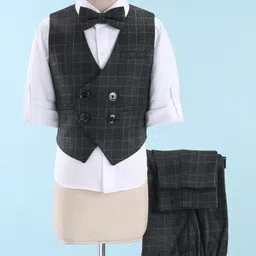 Robo Fry Velvet Dc Full Sleeves Checks 3 Pieces Party Suit - Navy-picture-20