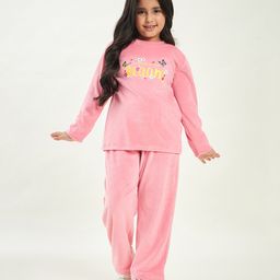 Stylo Bug Full Sleeves Placement Live Life In Full Bloom Text Printed Sweatshirt Set - Pink-image-19