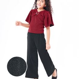 Hola Bonita Half Sleeves Top With Bow Style and Shimmer Pant - Red & Black-picture-10