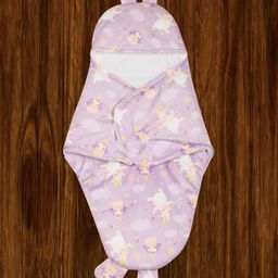 Mittenbooty Bunny Wrapper or swaddle in holland velvet Unicorn print Purple-23