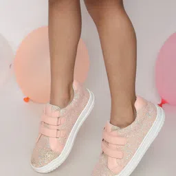 Aria+Nica Glitter Embellished With Double Velcro Closure Sneakers - Pink-picture-35