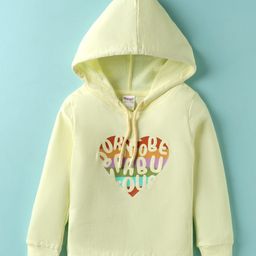 Tango Looper Knit Full Sleeves Hooded T-Shirt with Born to be Fabulous Text Print - Lemon Yellow-image-68