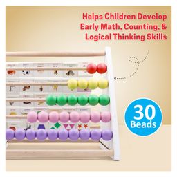 Aditi Toys 5-in-1 Wooden Activity Triangle, Smart Educational Toy for Kids, Fun Early Learning Alphabets, Abacus Counting, Writing Board With Wipe & Clean Marker, Clock Learning and Sliding Fish image 2