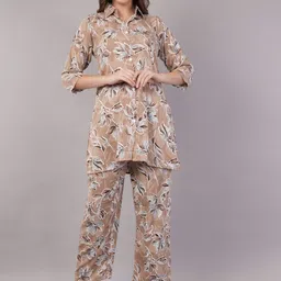 JIDI FASHION Floral Printed Tunic & Trousers Co-Ord Set-image-80