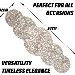Kuber Industries Table Runner  Dining Table Runner  Coffee Table Runner  Table Runner for Wedding  Table Runner for Family Dinners  Gola Table Runner Cloth  Golden image 3
