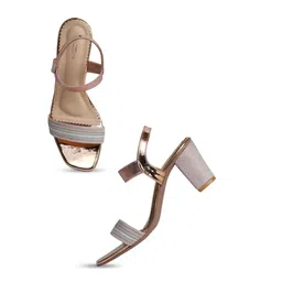 Shezone Striped Block Sandals with Buckles image 4