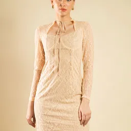 Stylecast X Hersheinbox Tie-Up Neck Lace Mini Dress-image-62