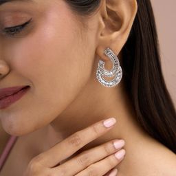 ToniQ Silver-Plated CZ Stud Earrings-13