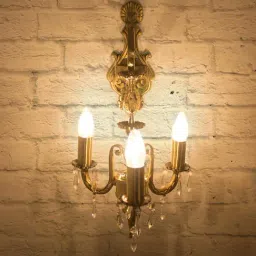 Fos Lighting Golden 3 Light Aluminium Crystal Wall Sonce (Bulb not included) - Set of 1-image-40