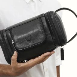 Hidesign Black Solid Small Wash Bag-image-97