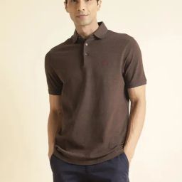 ANDAMEN Brown Melange Regular Fit Polo T-Shirt-image-20