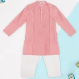 Indus Route by Pantaloons Boys Coral Kurta Set-image-46