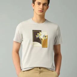 Arrow New York Grey Regular Fit Printed T-Shirt-picture-6