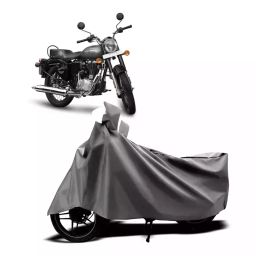 Auto Pearl Two Wheeler Cover with Bag for Royal Enfield Bullet 350 New BS6, Silver-image-69