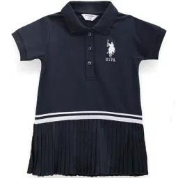 U.S. Polo Assn. Kids Navy Solid Polo Dress-picture-4