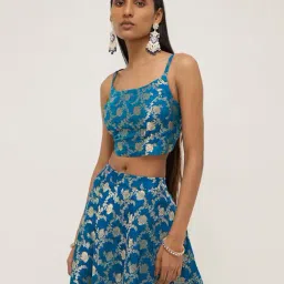 Vark by Westside Blue Brocade Design Blouse-image-22