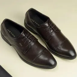 Metro Men's Brown Derby Shoes-picture-5