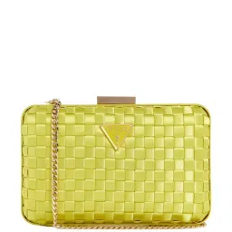 Guess Chartreuse Polyester Box Clutch image 1