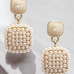 OOMPH White Pearls Square Drop Earrings image 1