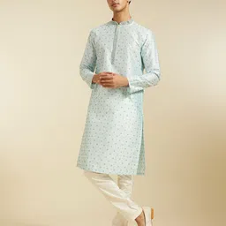 Diwas by Manyavar Embroidered Beads and Stones Woven Design Mandarin Collar Straight Kurta-image-21