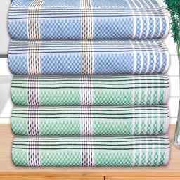 Athom Living Blue & Green 5 Pieces Striped Cotton 210 GSM Bath Towel-image-65