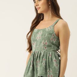 FERANOID Ethnic Print Pure Cotton Peplum Top image 3