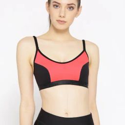Lady Lyka Black & Plum Non Wired Non Padded Sports Bra-image-0