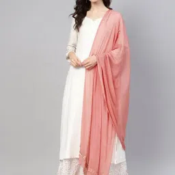 Saadgi Peach Poly Chiffon Gotta Patti Dupatta-image-4