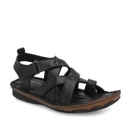 Hitz Men's Black Cross Strap Sandals-image-39