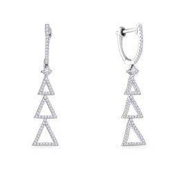 Malabar Gold and Diamonds 18k White Gold & Diamond Mine Geometric Earrings for Women-image-63