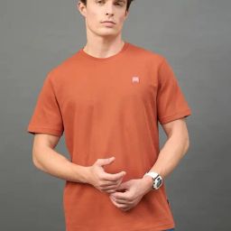 CLUB YORK Brown Solid Short Sleeves T-Shirt-image-75