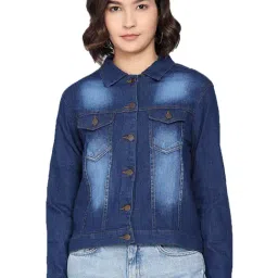 Kotty Blue Shirt Collar Denim Jacket-image-102