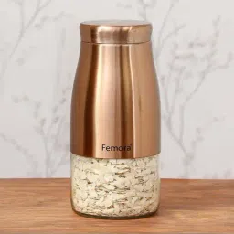 Femora Clear Glass & Steel Metallic Storage Jar (1750 ml) - Set of 2-40