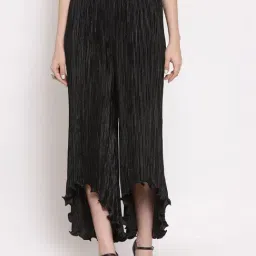 Lela Black Mid Rise Palazzos-image-11