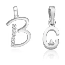 Taraash 92.5 Sterling Silver 'B' & 'C' Initial Letter Couple Pendants-image-63