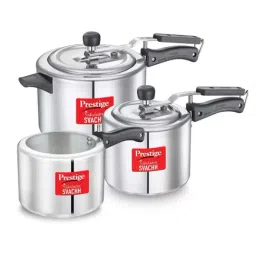 Prestige Silver Aluminium Inner Lid Pressure Cooker Set (2 L, 3 L, 5 L)-image-5